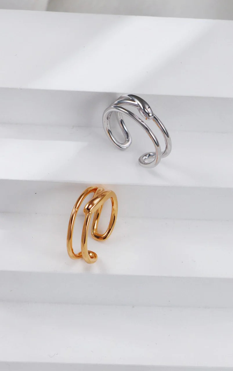 Hollowed-Out Line Open Ring