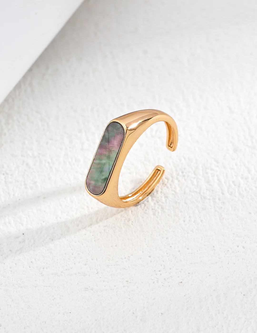 Minimalist Black Shell Open Ring