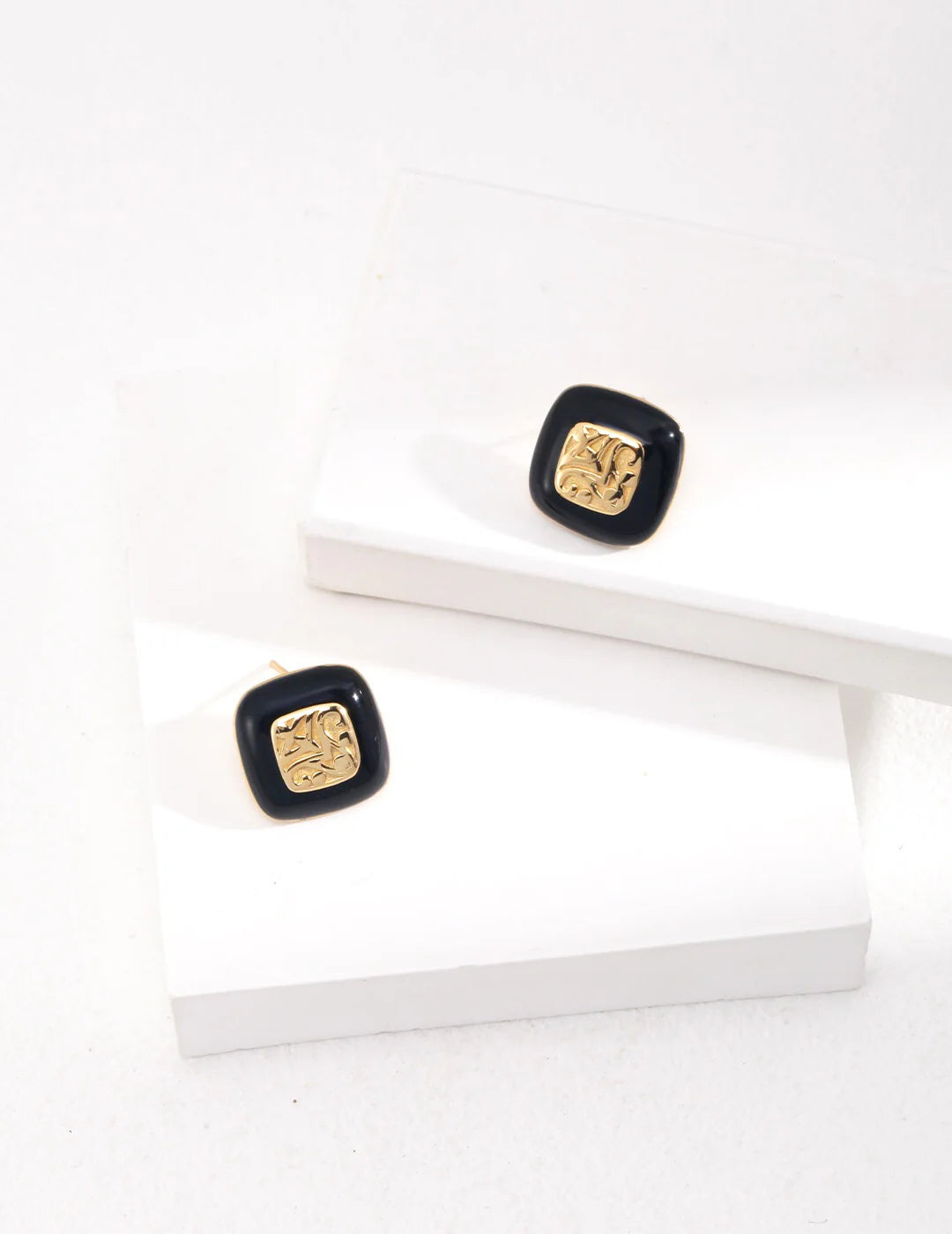 Square Drop Glaze Stud Earrings