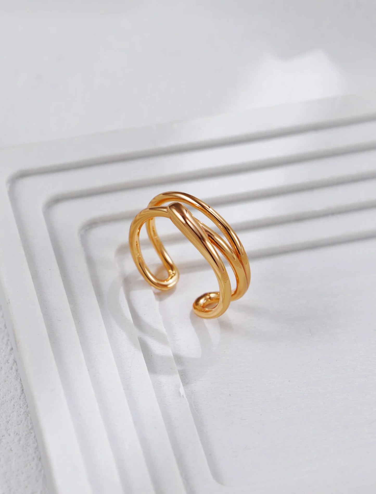 Hollowed-Out Line Open Ring